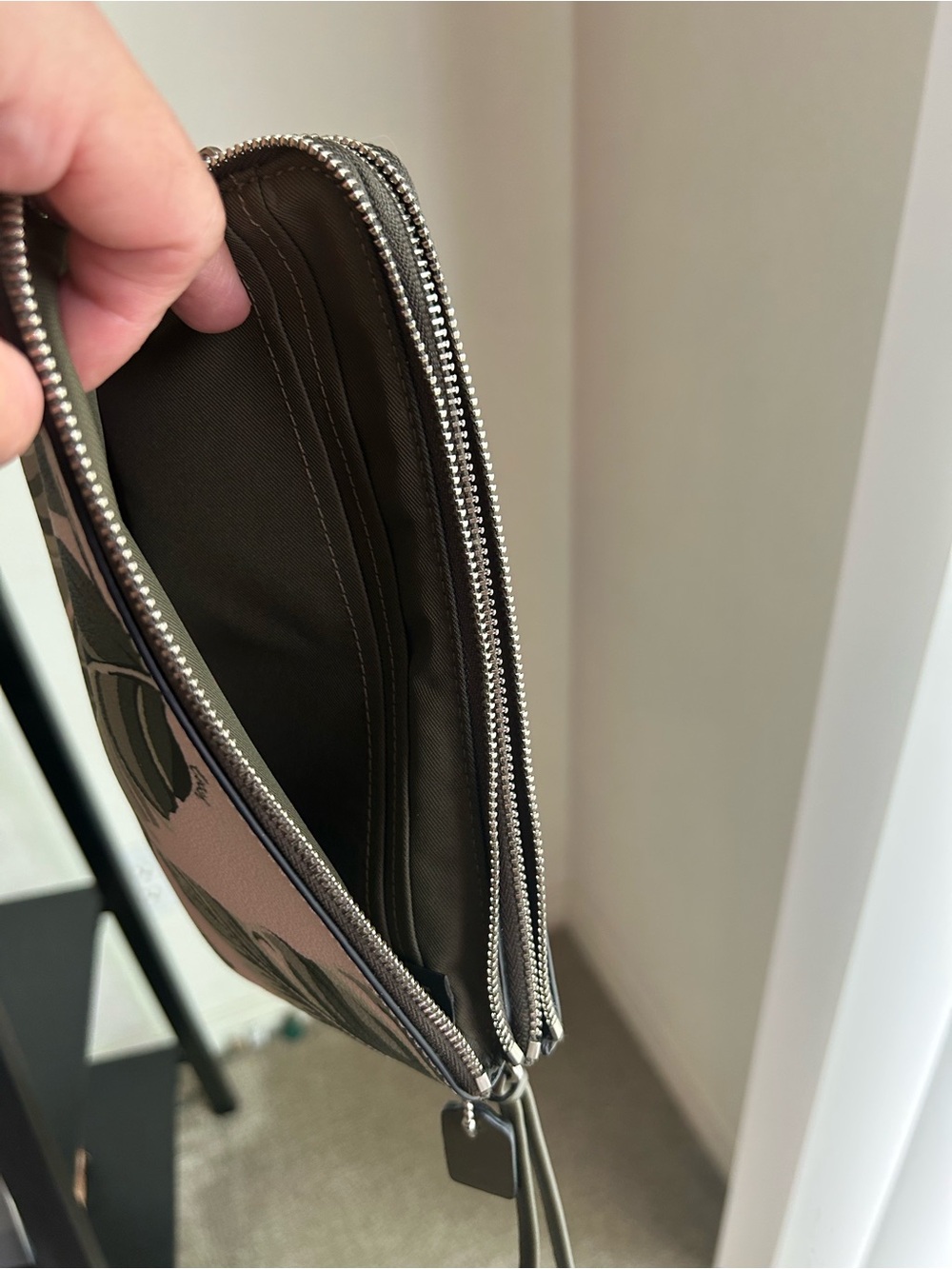 Coach Pink Tropical Leaf Zip Wristlet - Picture 4 of 4